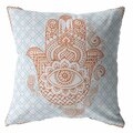 Homeroots 28 in. Hamsa Indoor & Outdoor Throw Pillow Orange & Blue 412365